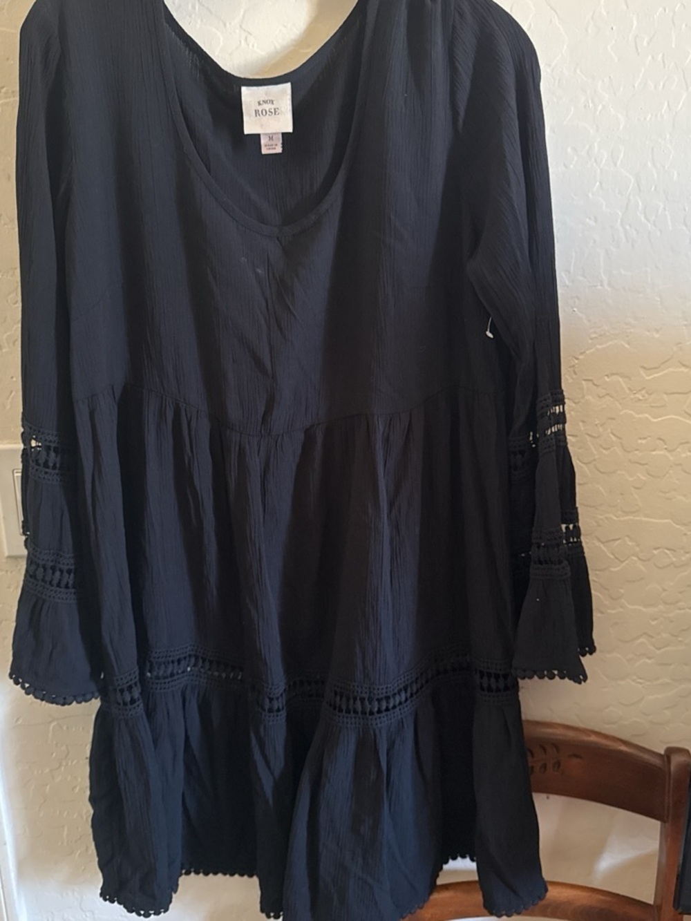 Knox Rose Black Tiered Boho Dress